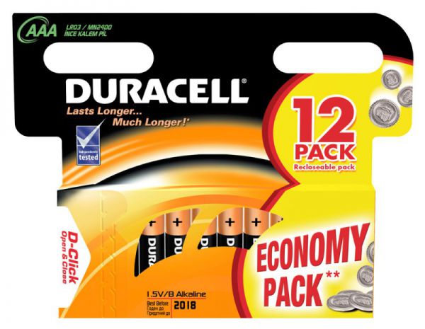Батарейка Duracell Basic LR03-12BL AAA (12шт. уп)